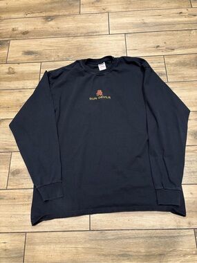Vintage 90s Jerzees ASU Sun Devils Embroidered Long Sleeve T-Shirt Mens XL